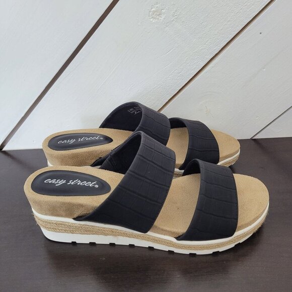 NEW Easy Street Maryann Womens Black Platform Slide Sandals Size 8.5M - Picture 1 of 9